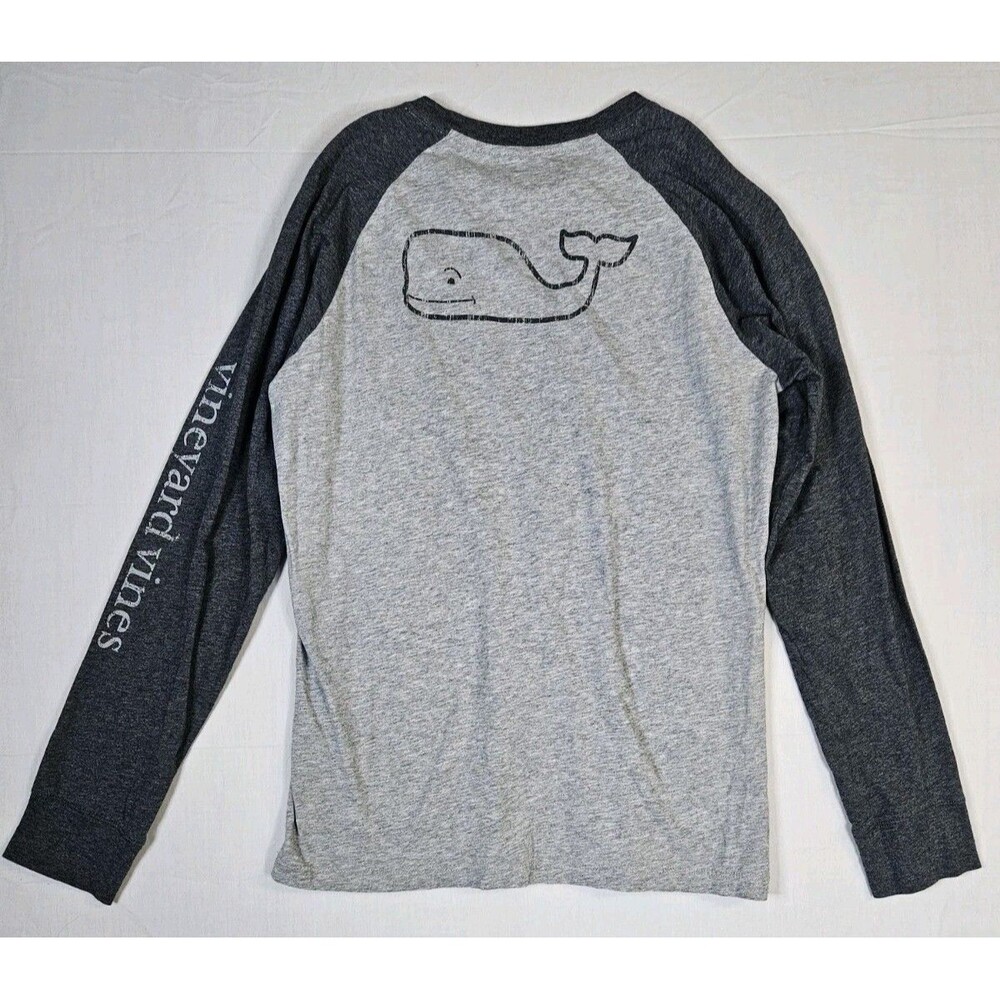 Vineyard Vines Shirt Boys Youth Large 16 Gray Baseball Colorblock Long Sleeve